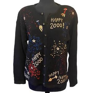NWT Tiara International Vintage 1999 Happy 2000 Cardigan Size Medium